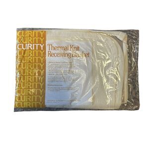 Vintage Curity Waffle Thermal Knit Cotton Receiving Beige Blanket 30x40 NEW